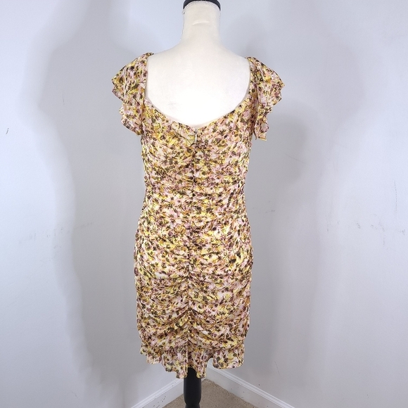 ASTR The Label Dress Floral Ruched Chiffon Mini Dress Woman's Medium - Picture 3 of 11